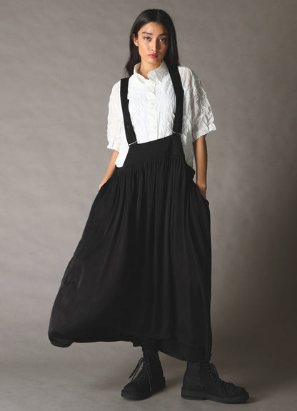 CUPRO FIBRIL TWILL SUSPENDER SKIRT