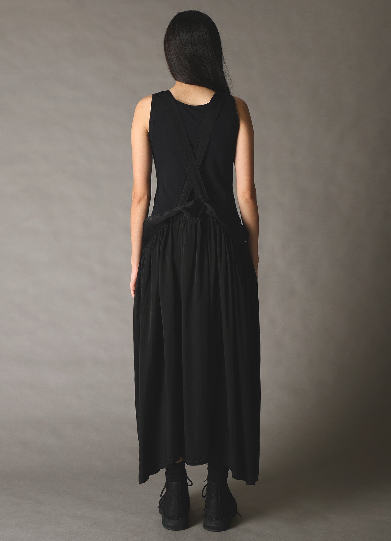 CUPRO FIBRIL TWILL SUSPENDER SKIRT