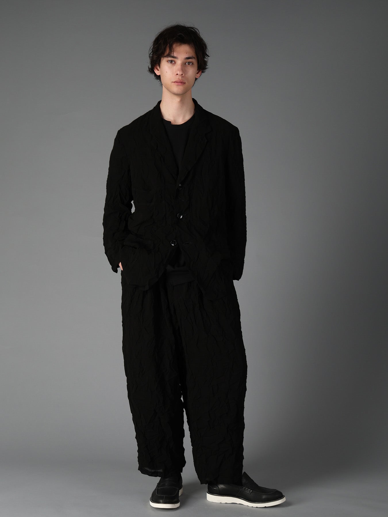 BLACK CHIFFON COVERALL JACKET – THE SHOP YOHJI YAMAMOTO