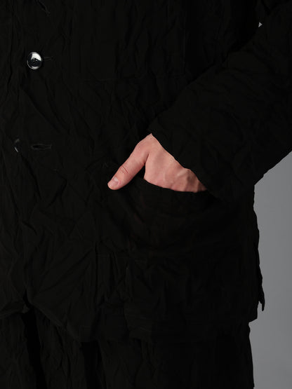 BLACK CHIFFON COVERALL JACKET