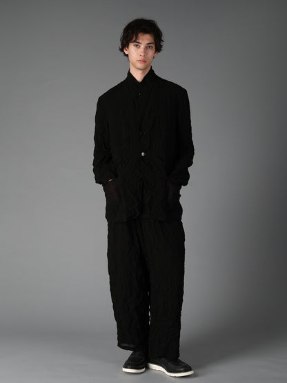 BLACK CHIFFON COVERALL JACKET