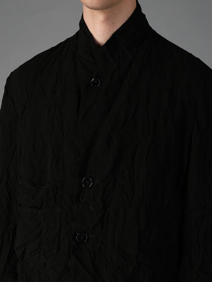 BLACK CHIFFON COVERALL JACKET