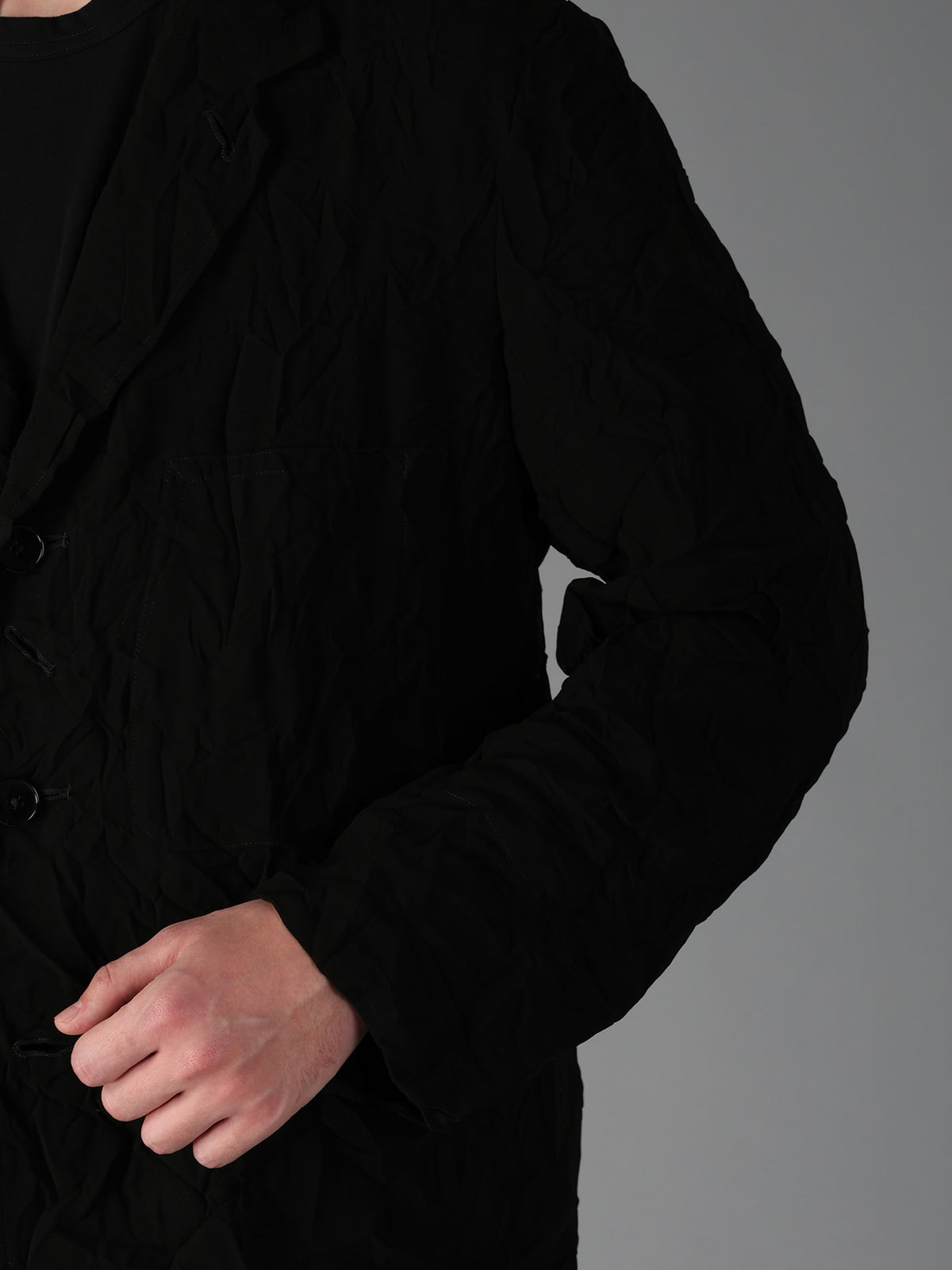 BLACK CHIFFON COVERALL JACKET