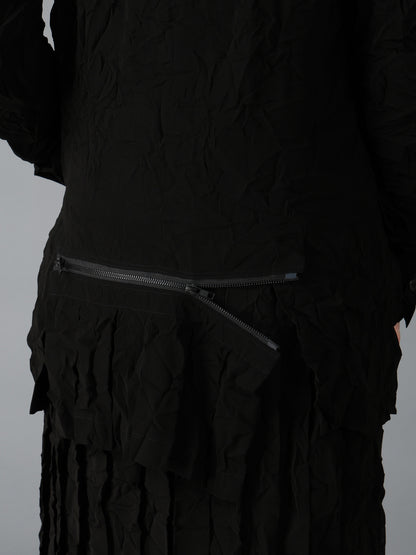 BLACK CHIFFON BACK PLEATS JACKET