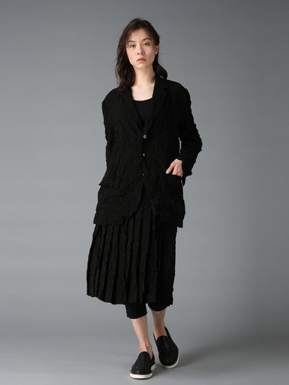 BLACK CHIFFON BACK PLEATS JACKET