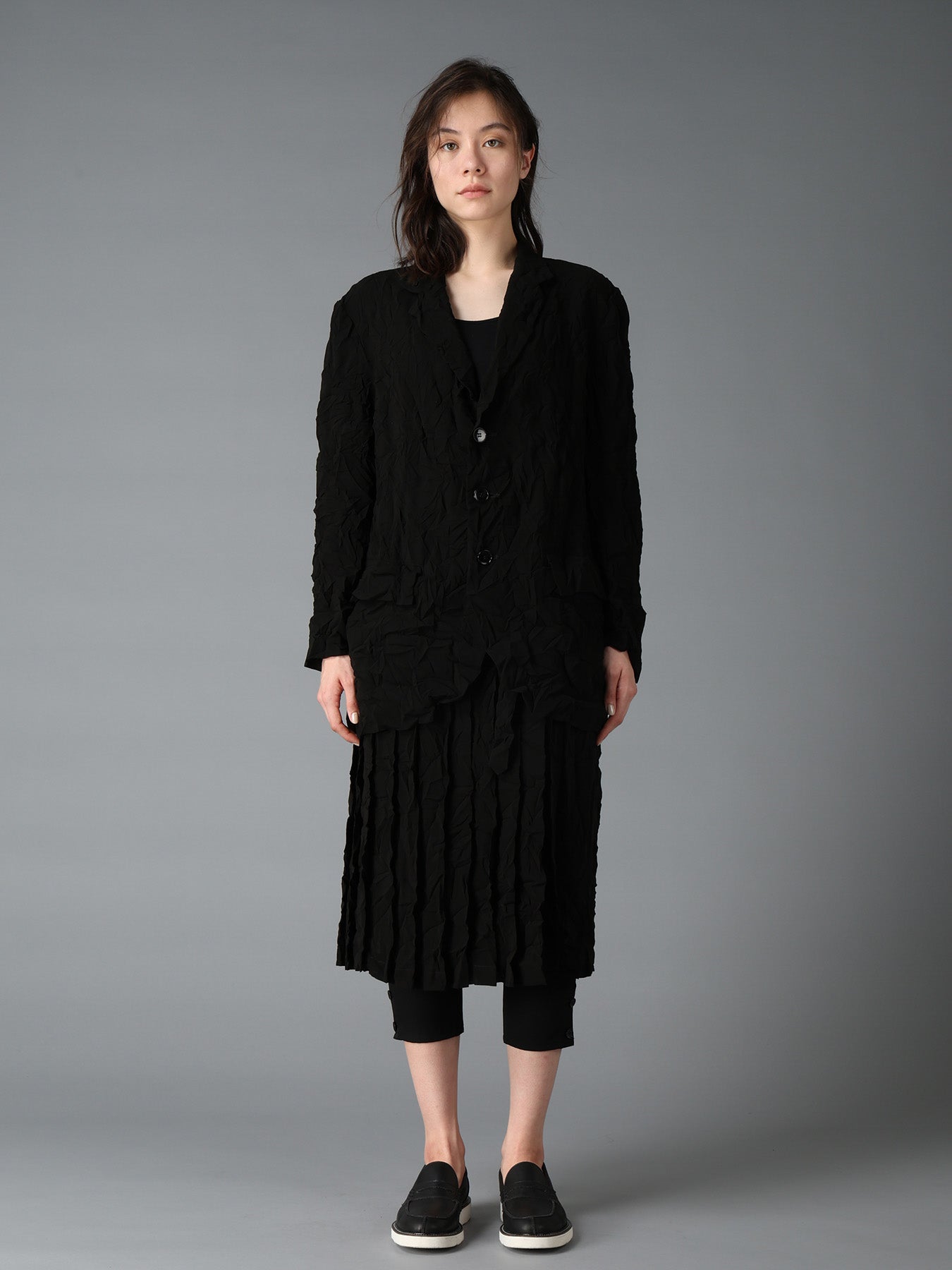BLACK CHIFFON BACK PLEATS JACKET – THE SHOP YOHJI YAMAMOTO