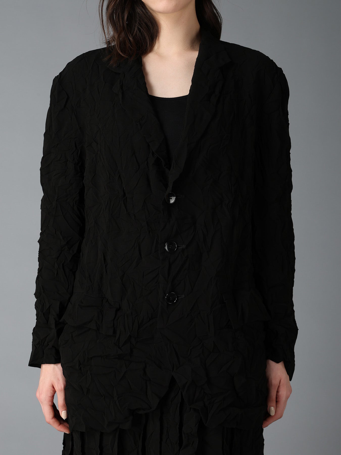 BLACK CHIFFON BACK PLEATS JACKET – THE SHOP YOHJI YAMAMOTO