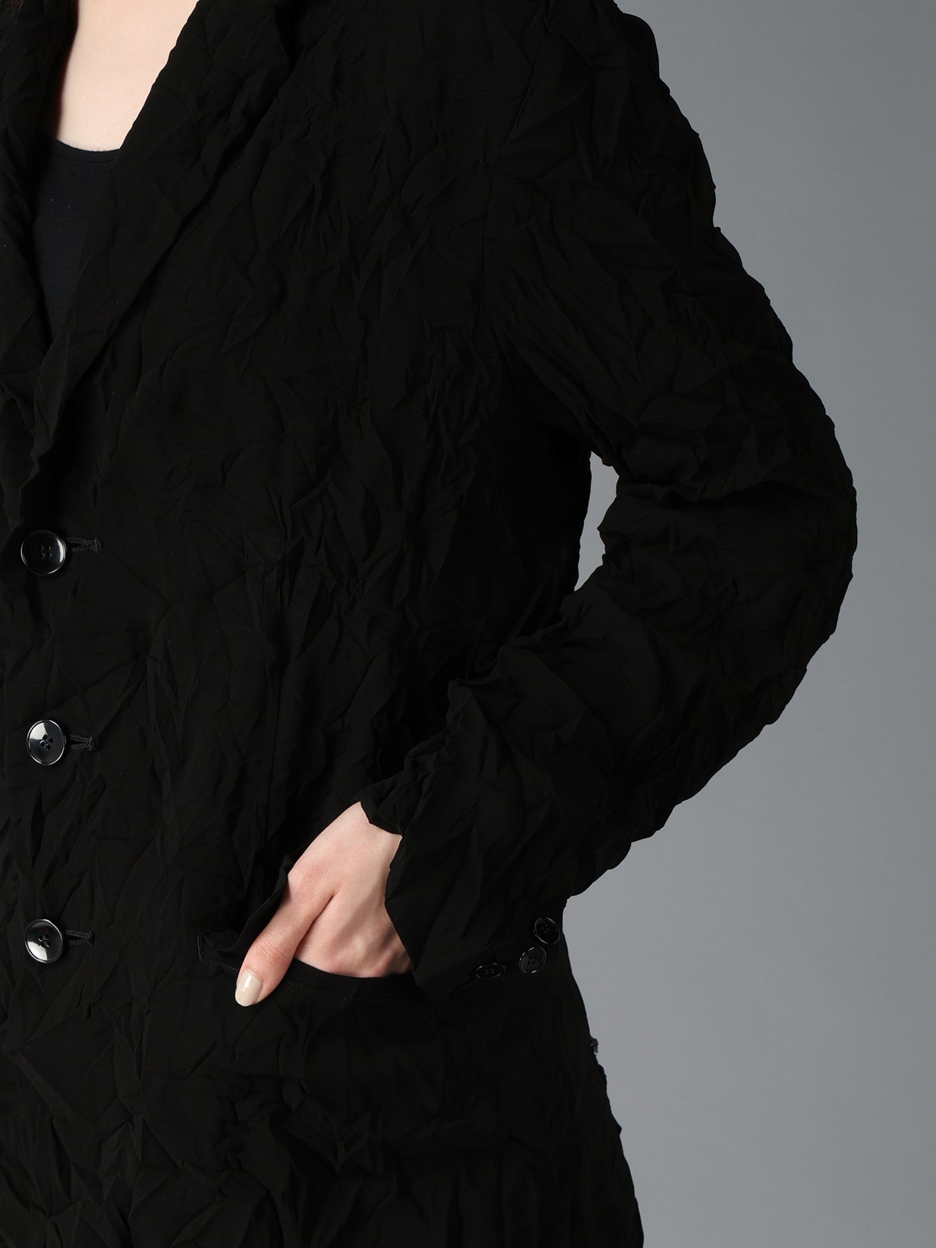 BLACK CHIFFON BACK PLEATS JACKET – THE SHOP YOHJI YAMAMOTO