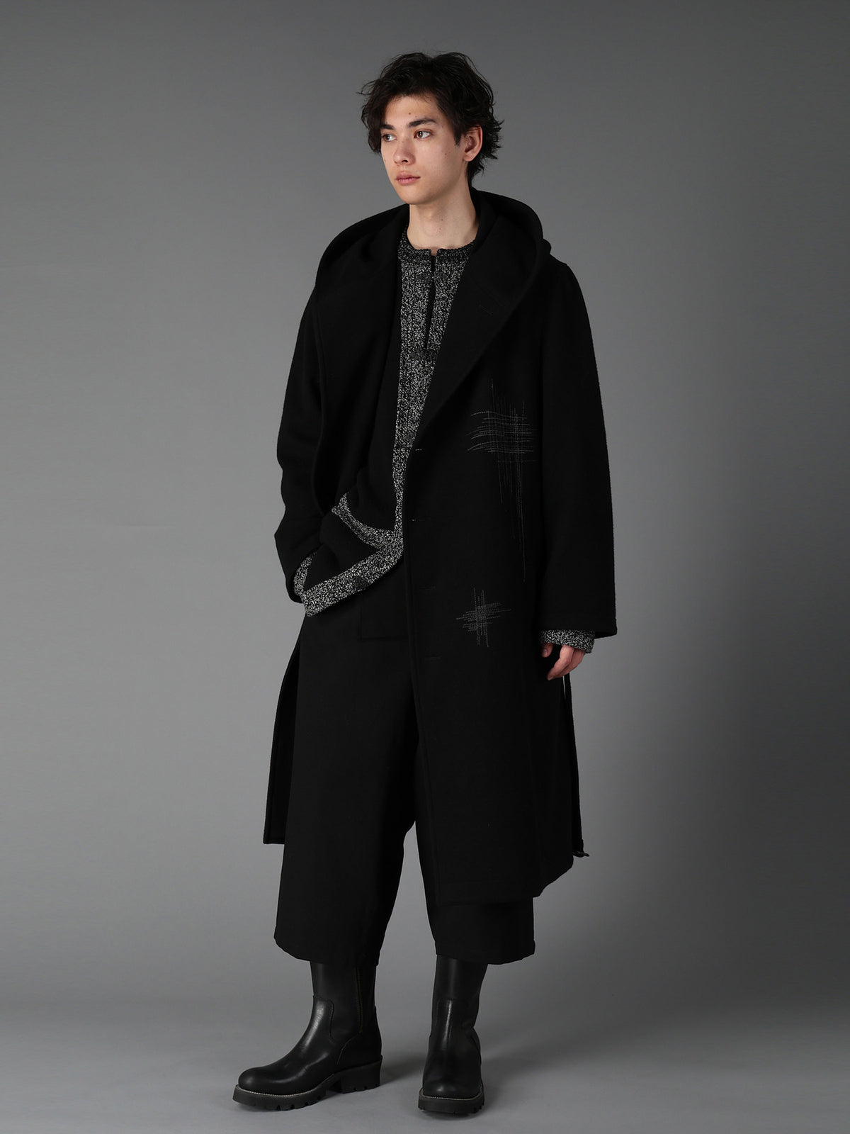 5G JERSEY CABLE KNIT NORWAY HOOK CARDIGAN