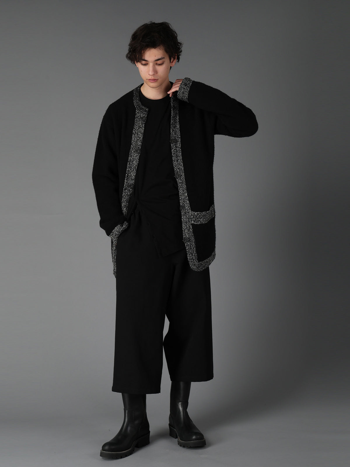 5G JERSEY CABLE KNIT NORWAY HOOK CARDIGAN
