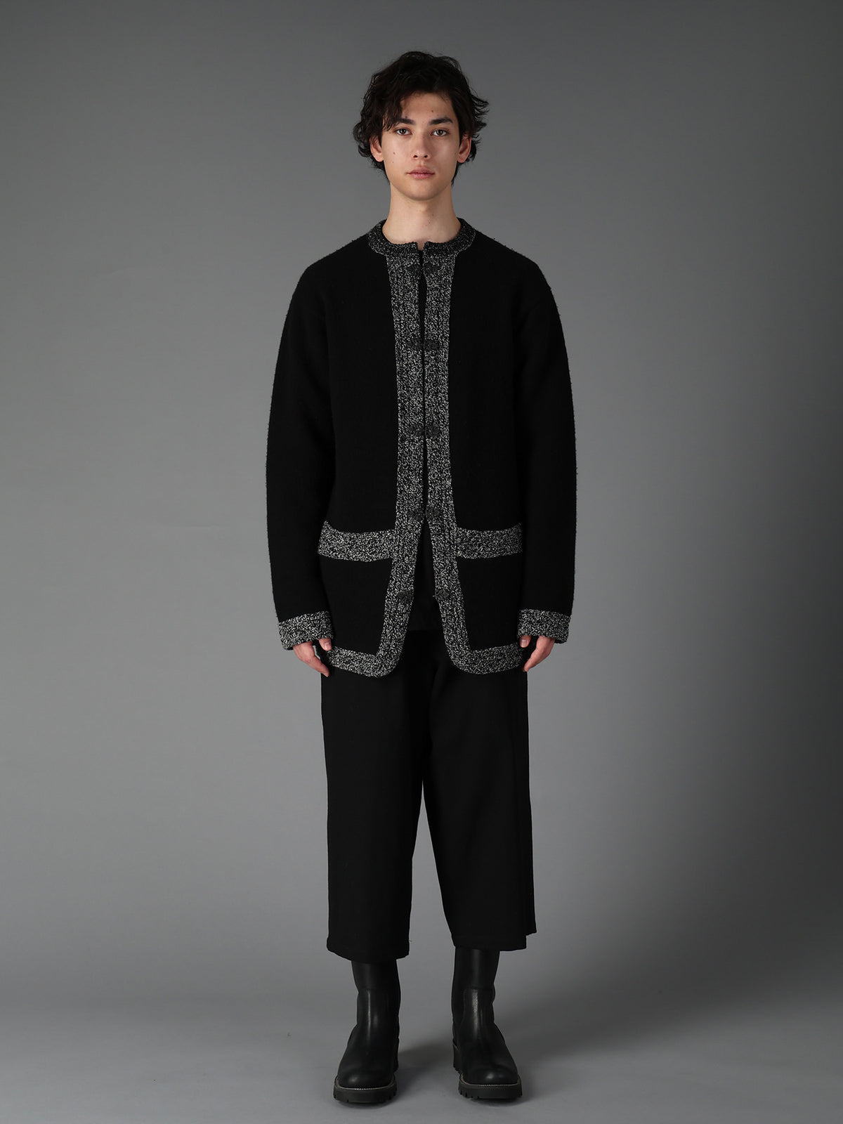 5G JERSEY CABLE KNIT NORWAY HOOK CARDIGAN
