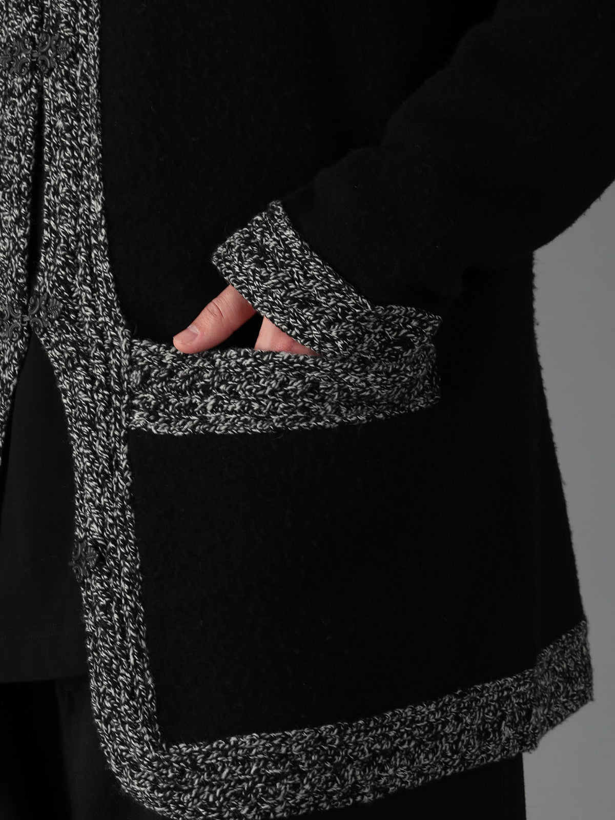 5G JERSEY CABLE KNIT NORWAY HOOK CARDIGAN