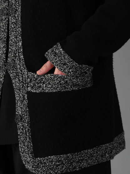 5G JERSEY CABLE KNIT NORWAY HOOK CARDIGAN