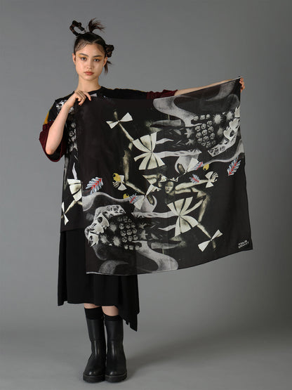Ground Y×Taro Okamoto Graphic-print scarf Collage Type:A