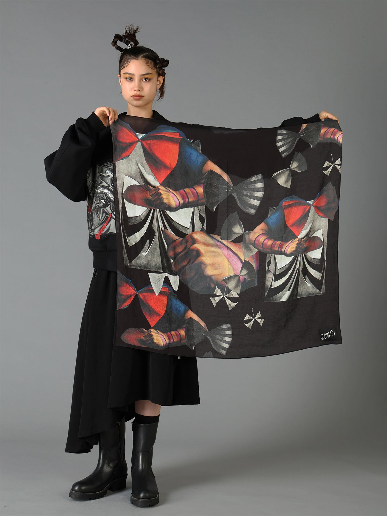 Ground Y×Taro Okamoto Graphic-print scarf Collage Type:B – THE
