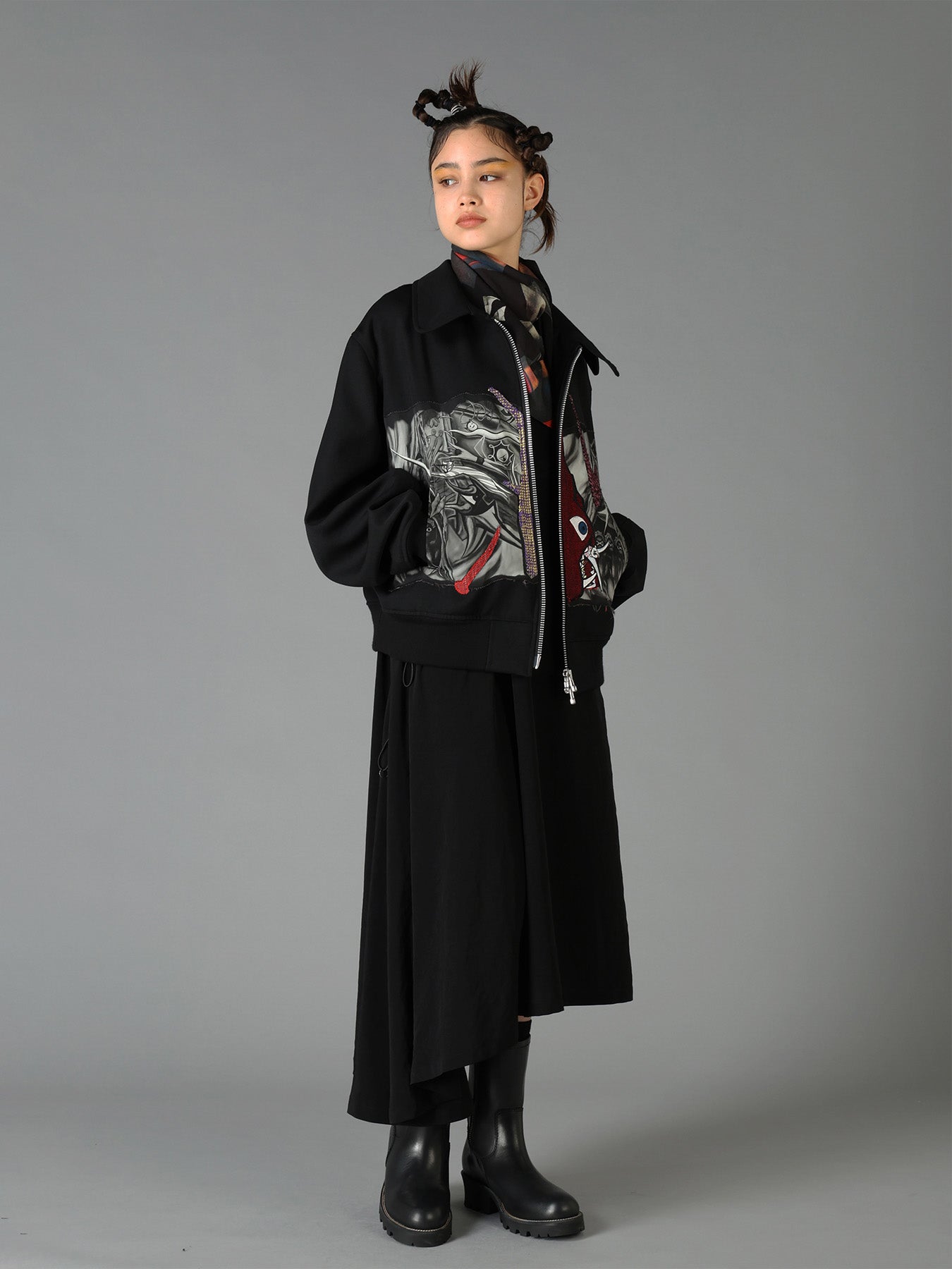 Ground Y×Taro Okamoto Graphic-print scarf Collage Type:B – THE