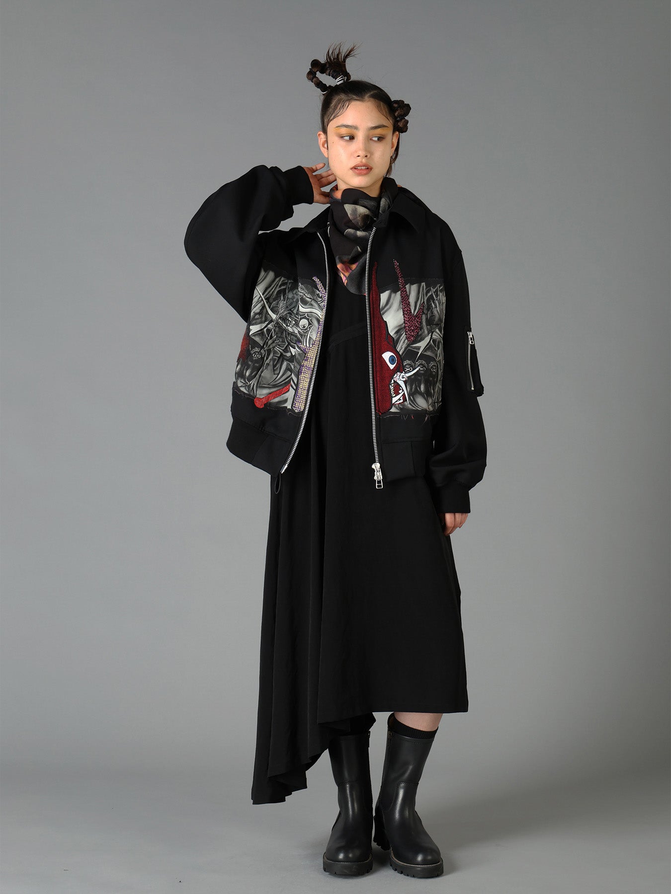 Ground Y×Taro Okamoto Graphic-print scarf Collage Type:B