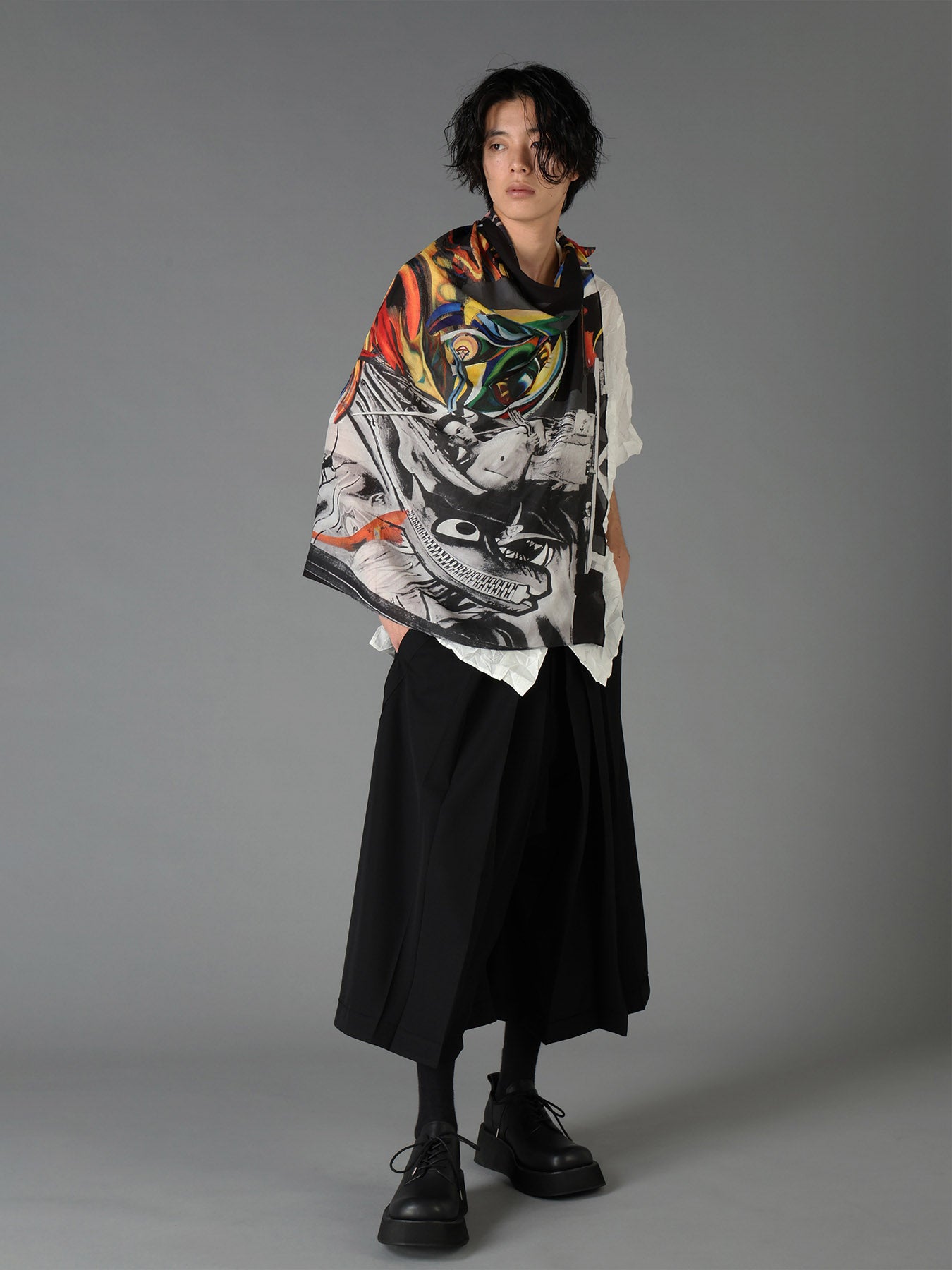 Ground Y×Taro Okamoto Graphic-print scarf Collage Type:C