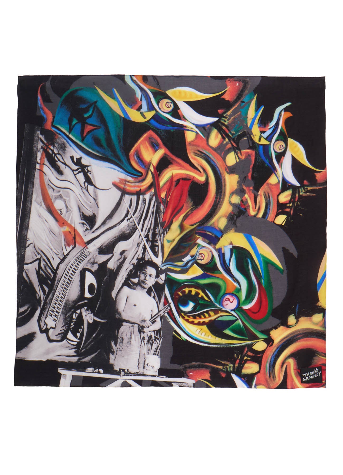y.okamoto  版画 Ground Y×Taro Okamoto Graphic-print scarf Collage Type:C – THE