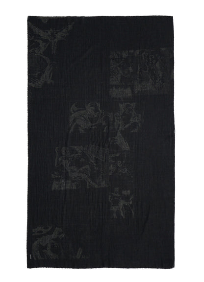 DC SUPER-VILLAINS COLLAGE PRINT WOOL STOLE