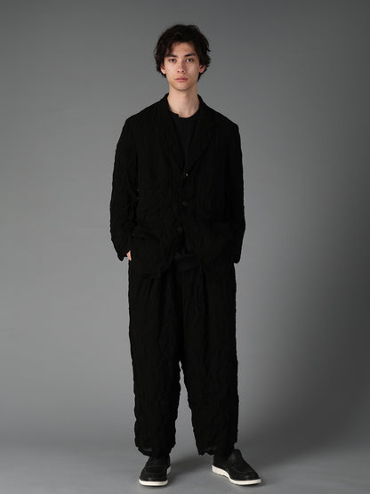 BLACK CHIFFON 12-TUCK PANTS
