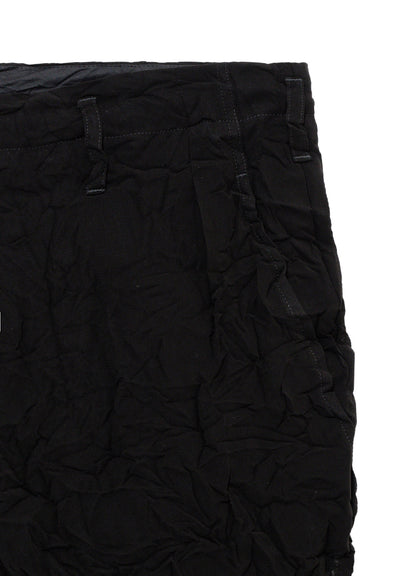 BLACK CHIFFON ONE-TUCK PANTS