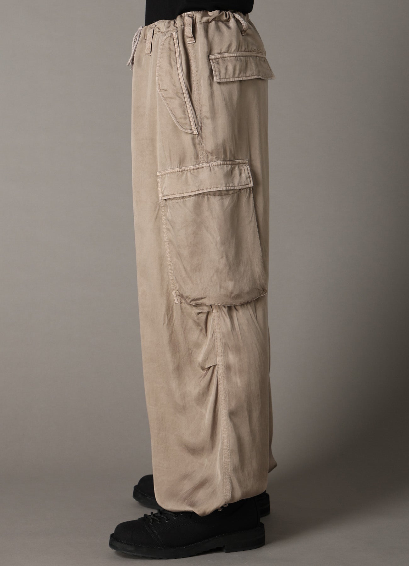 CUPRO FIBRIL TWILL HEM RIB PANTS
