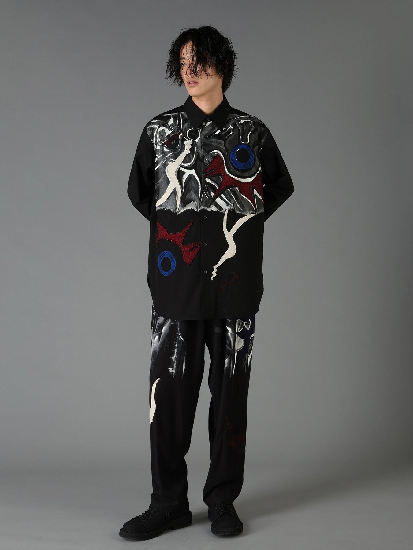 Ground Y×Taro Okamoto Mixed-Media Composition Pants”Black Face”