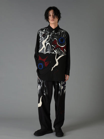 Ground Y×Taro Okamoto Mixed-Media Composition Pants”Black Face”