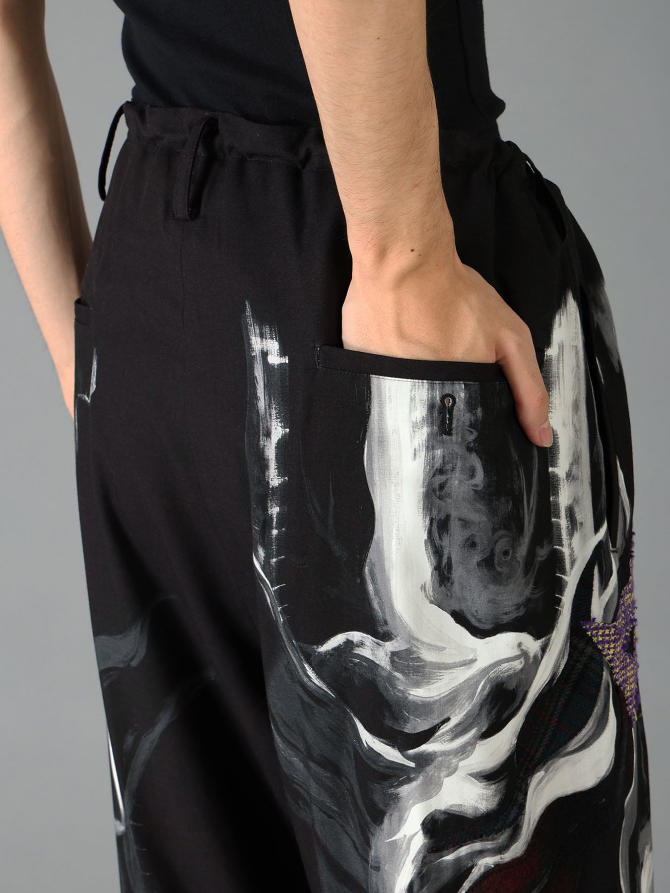 Ground Y×Taro Okamoto Mixed-Media Composition Pants”Black Face”