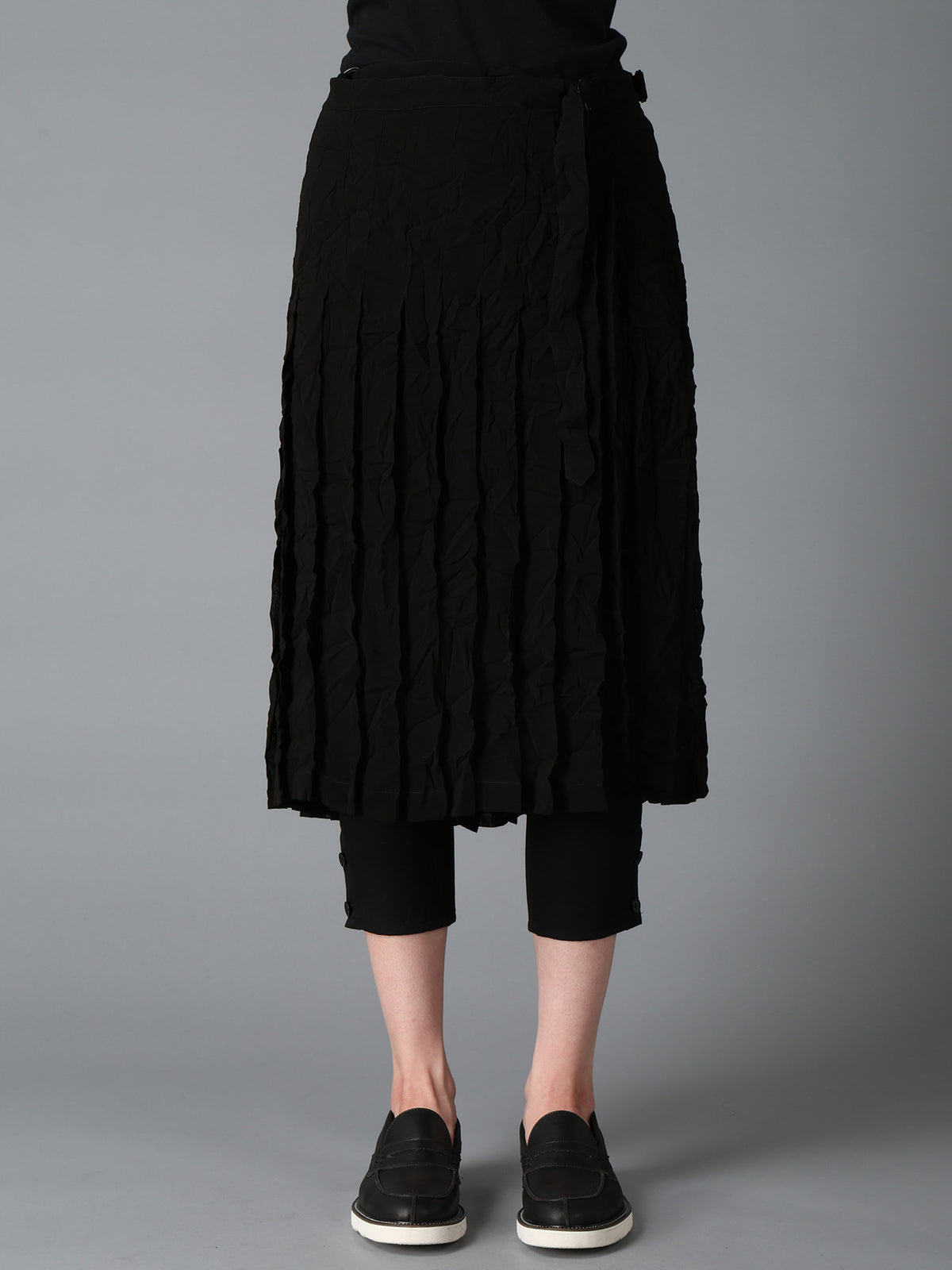 BLACK CHIFFON WRAP SKIRT