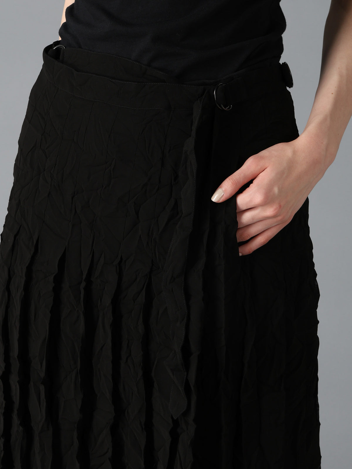 BLACK CHIFFON WRAP SKIRT