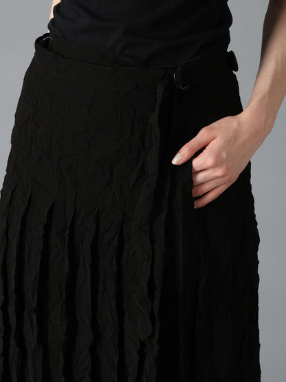 BLACK CHIFFON WRAP SKIRT