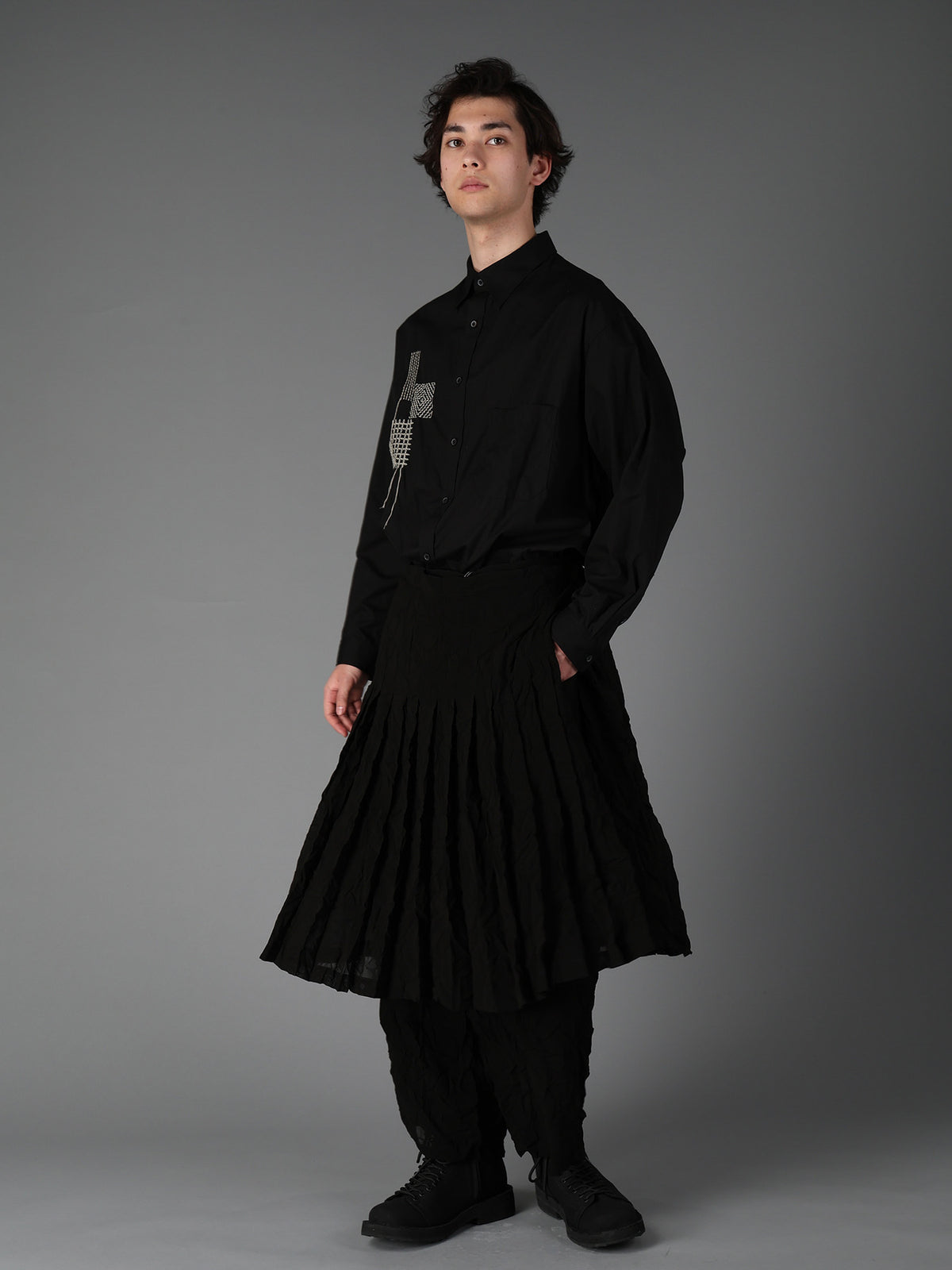 BLACK CHIFFON WRAP SKIRT
