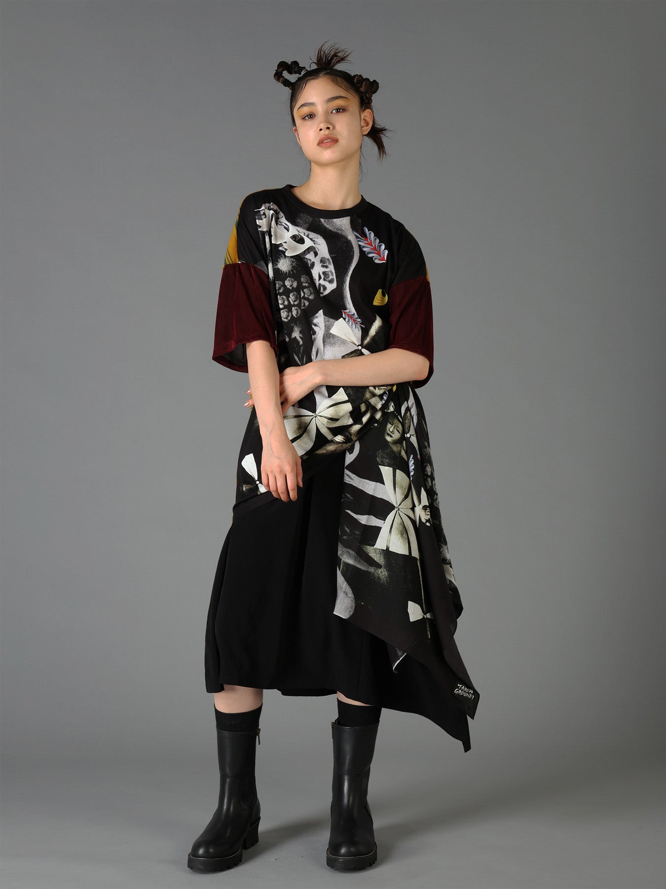 【たたお】Yohji Yamamoto Ground Y×Taro Okamoto Patchwork T-shirts Collage Type:A – THE SHOP