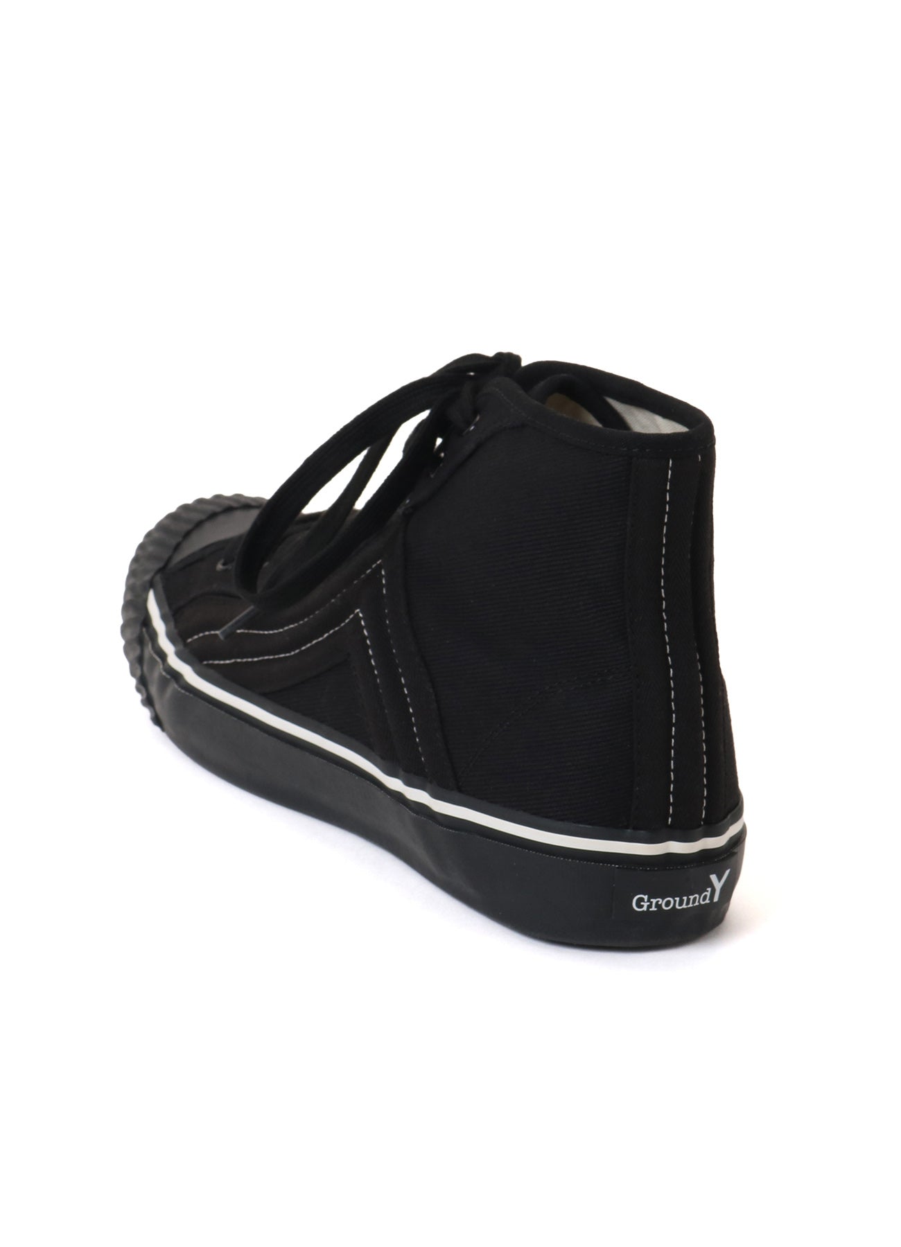 COTTON CANVAS HIGH-TOP SNEAKERS -BLACK