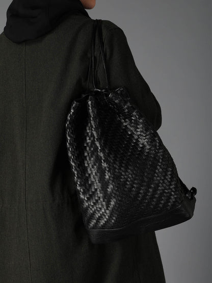 COW LEATHER WOVEN BAG