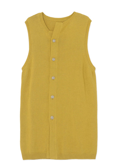 COTTON LINEN 30/2 LONG VEST WITH UNEVEN NECKLINE