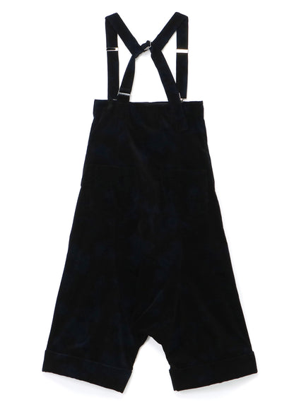 UNEVEN DYED CORDUROY SUSPENDER CUFFED SARROUEL PANTS