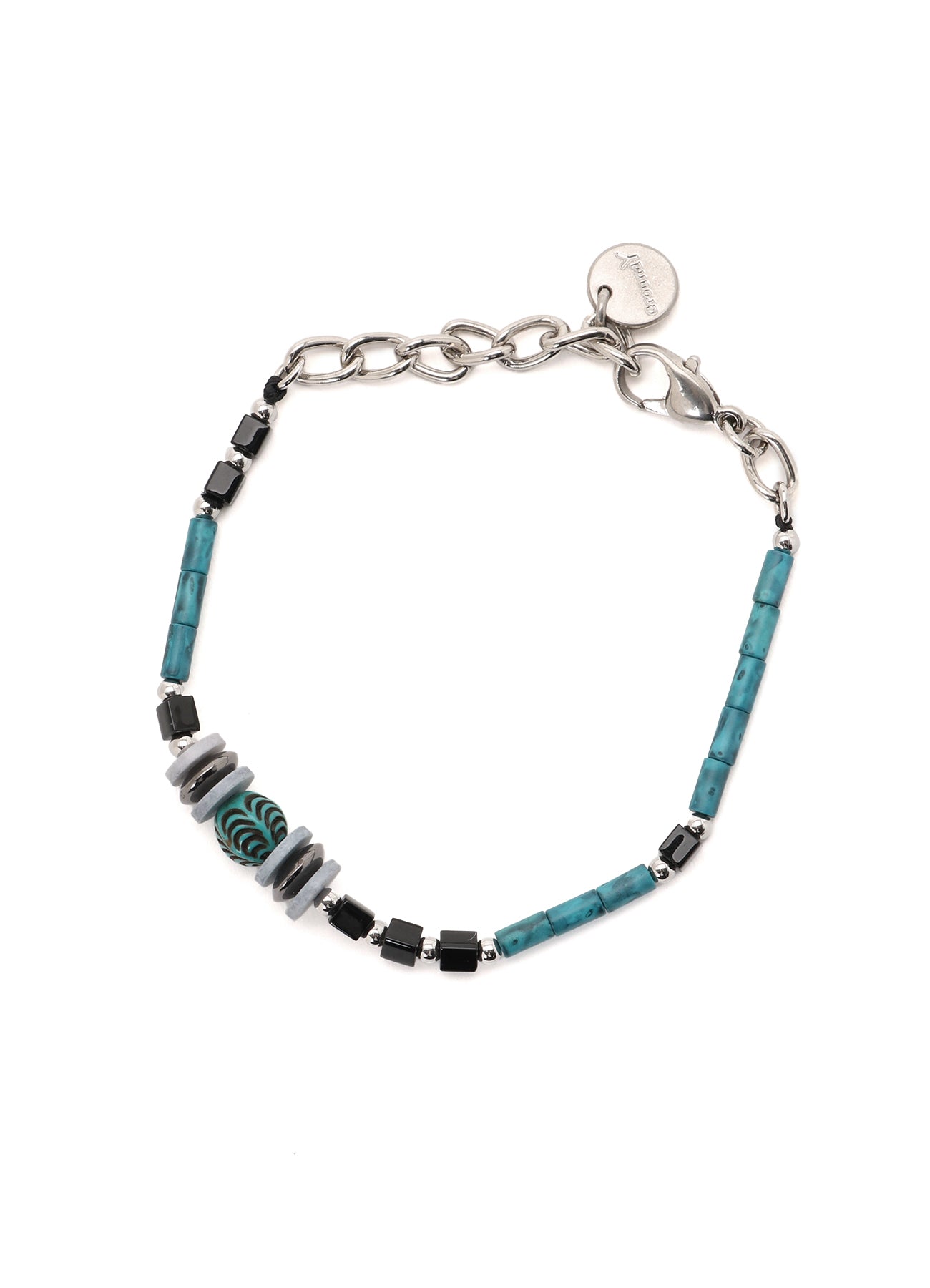 GLASS & BRASS BEAD BRACELET A