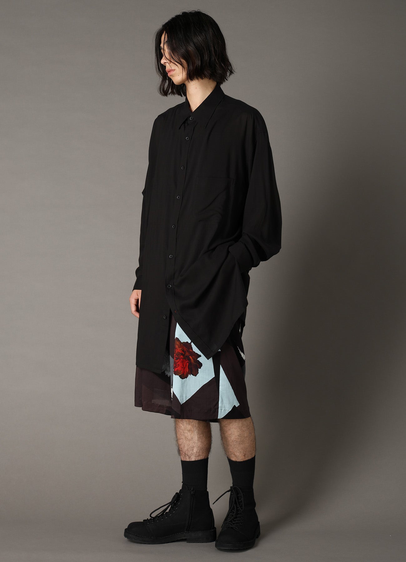 CELLULOSE LAWN LONG SHIRT WITH SLEEVE SLITS – THE SHOP YOHJI YAMAMOTO