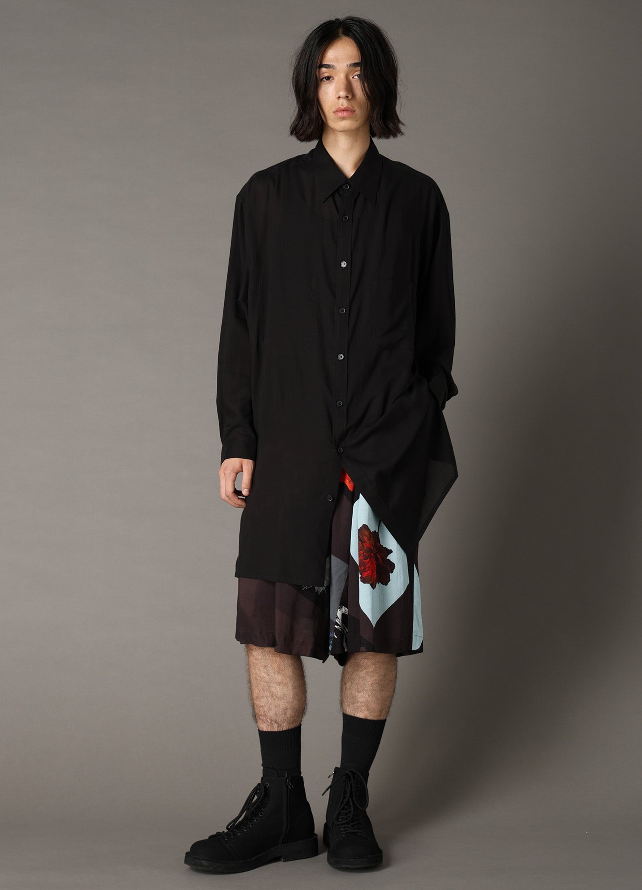 CELLULOSE LAWN LONG SHIRT WITH SLEEVE SLITS – THE SHOP YOHJI YAMAMOTO