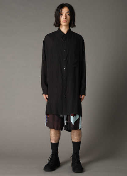 CELLULOSE LAWN LONG SHIRT WITH SLEEVE SLITS