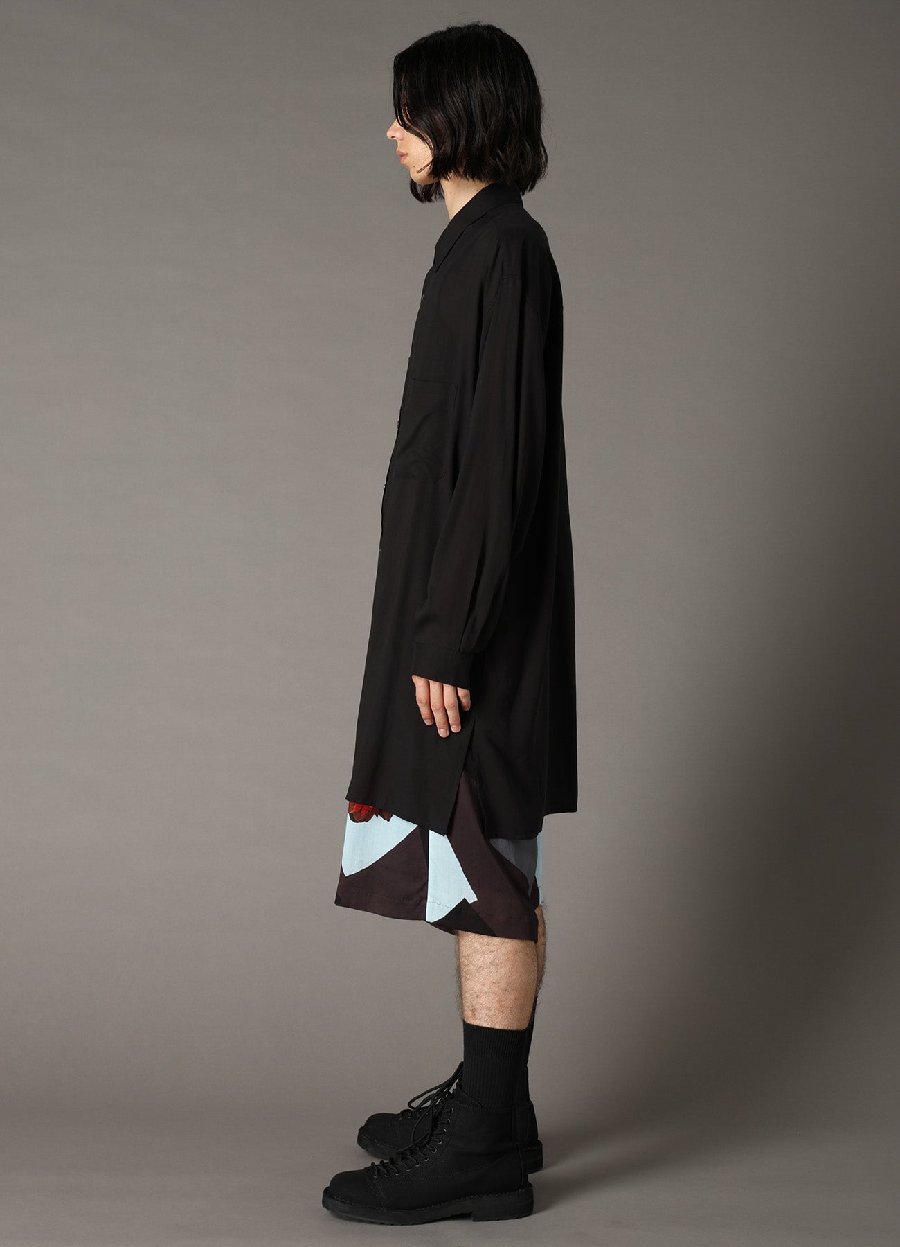 CELLULOSE LAWN LONG SHIRT WITH SLEEVE SLITS