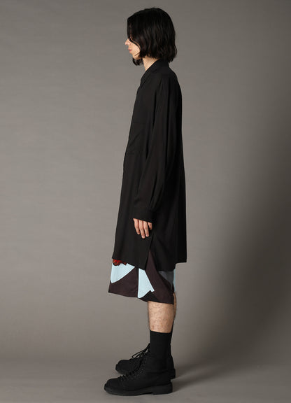 CELLULOSE LAWN LONG SHIRT WITH SLEEVE SLITS