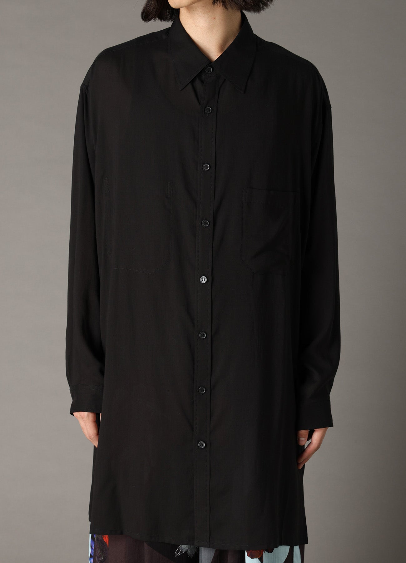 CELLULOSE LAWN LONG SHIRT WITH SLEEVE SLITS