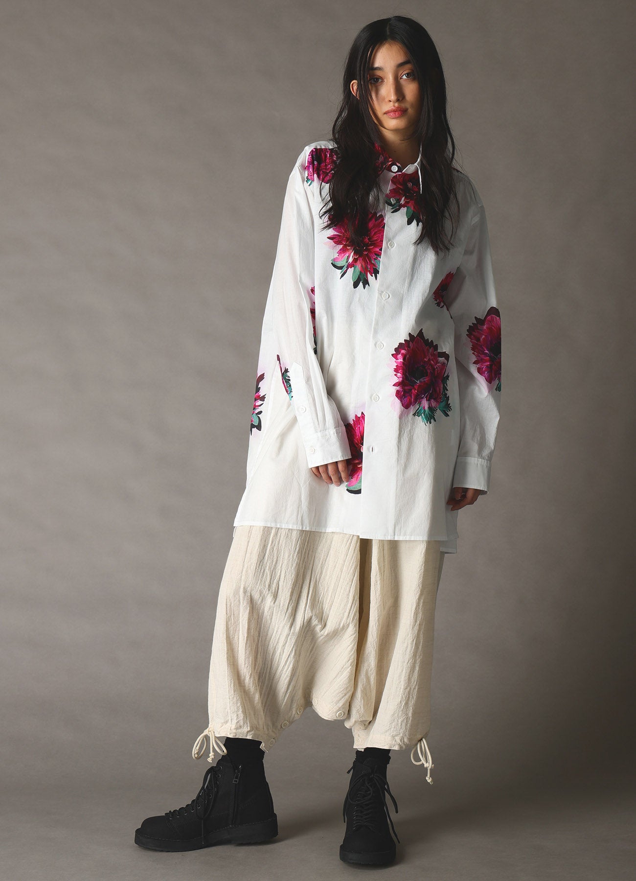 60 LAWN PINK FLOWER LONG SHIRT