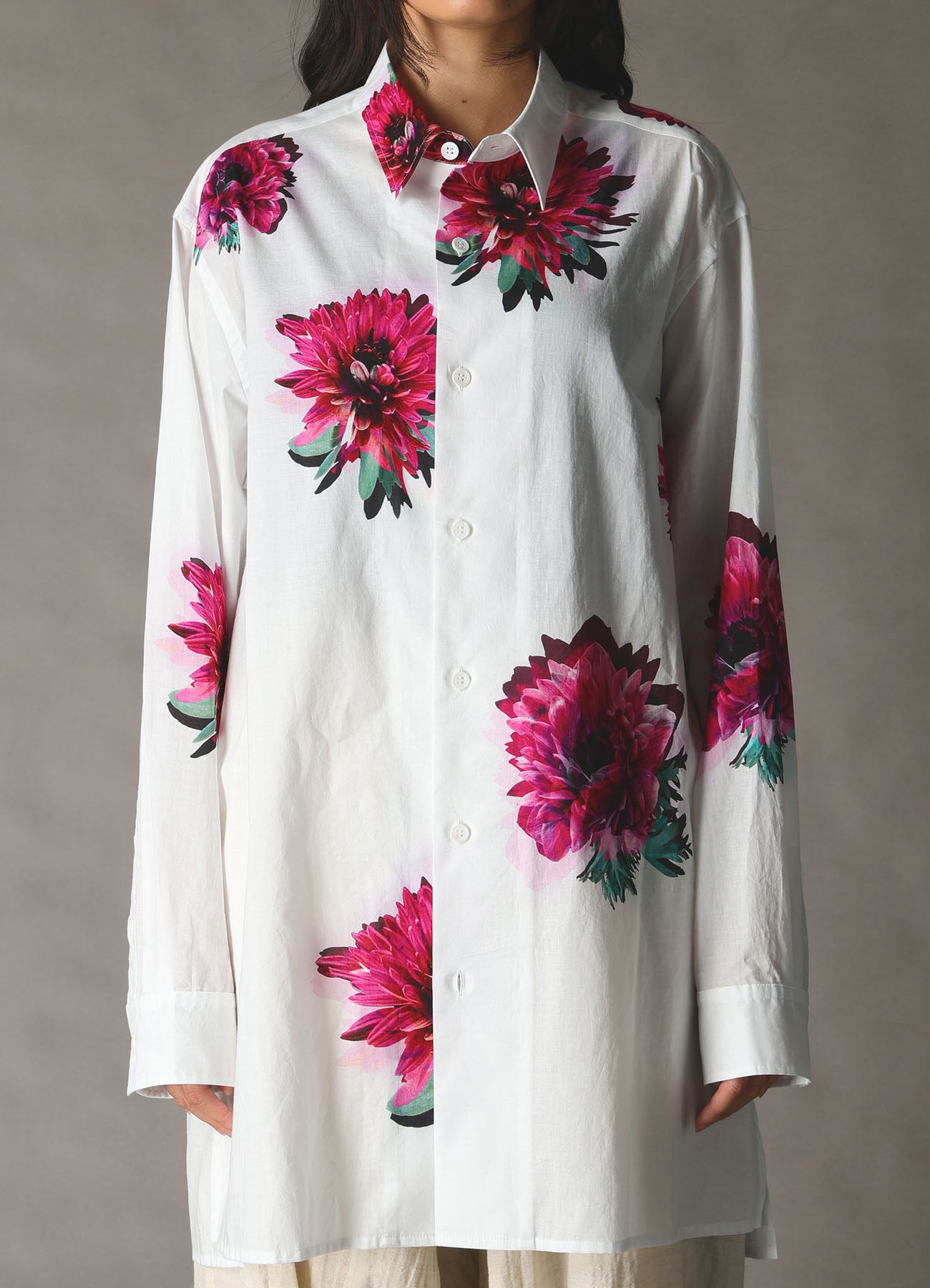 60 LAWN PINK FLOWER LONG SHIRT