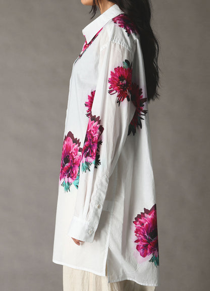 60 LAWN PINK FLOWER LONG SHIRT