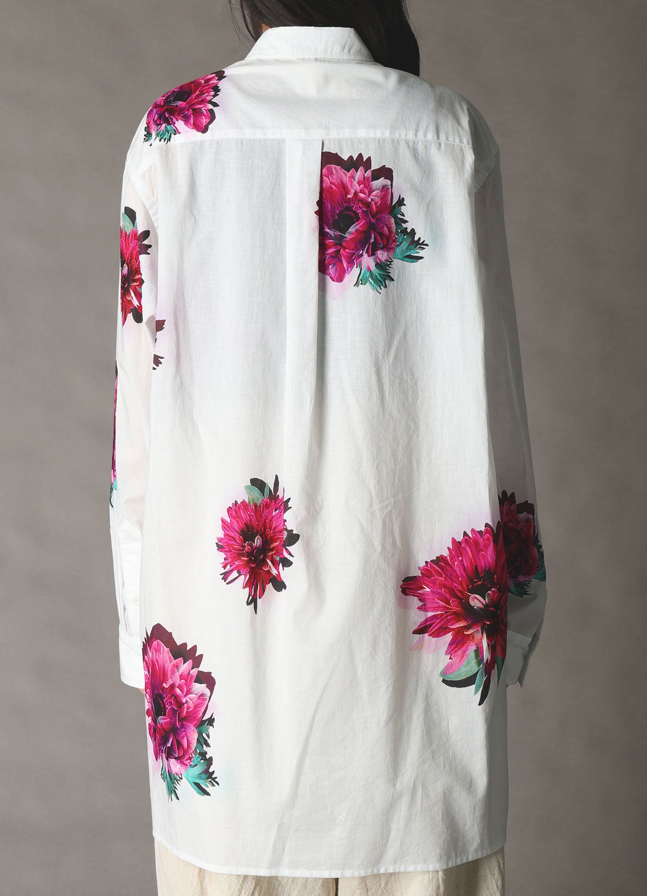 60 LAWN PINK FLOWER LONG SHIRT – THE SHOP YOHJI YAMAMOTO